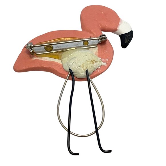 Pink Flamingo Brooch Pin Eyeglass Sunglasses Badge Scarf Holder Studio Art VTG - Picture 2 of 6